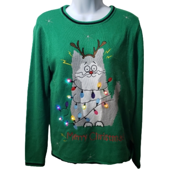 Holiday Time Sweaters - Holiday Time Light up Ugly Christmas Sweater sz S